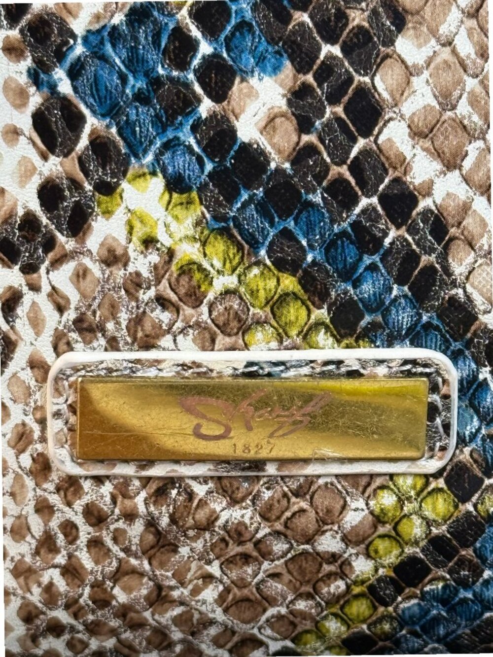 Sharif 1827 Studio Leather and Snake Foil Top Handle Shoulder Bag - SAMPLE BAG - Picture 7 of 15